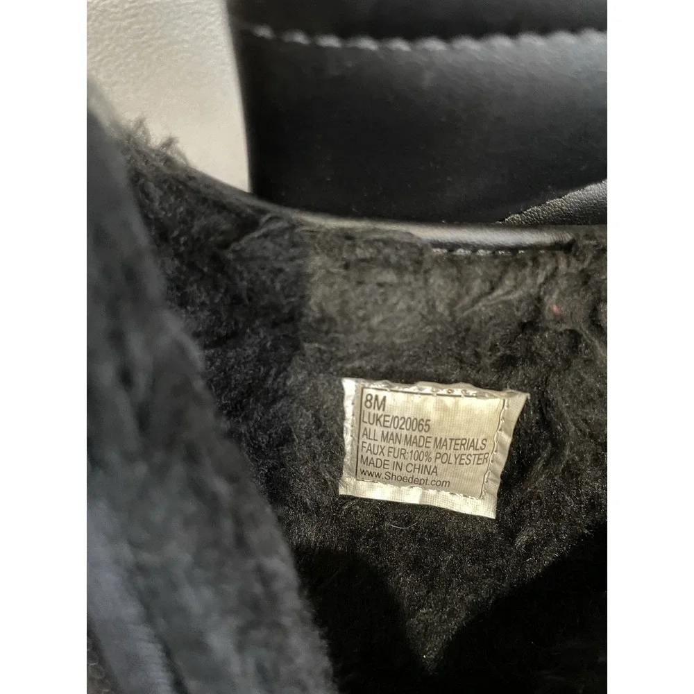 Totes Faux Fur Lined Zipper Boots Black Size Men 8m New! Luke 020065 Waterproof